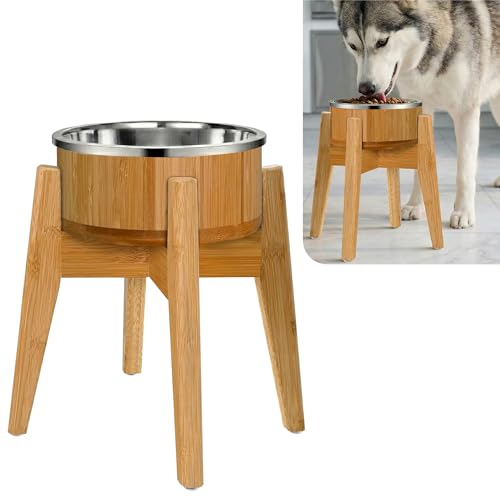 Elevated Dog Bowl for Mid (Height: 12" Bowl: 8" / Bamboo-N12)
