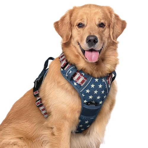 Dog Harness No Pull for Large Dogs with 2 Leash Clips (X-Large / Blue Star)