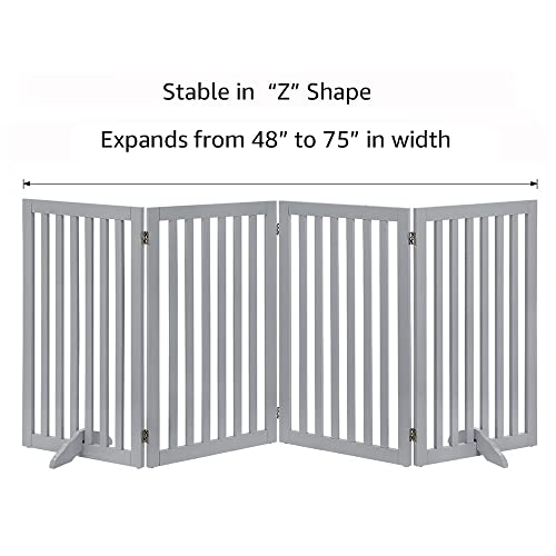 36”H Free Standing Pet Gate for Dog Cat (Gray / 80"W×36"H)