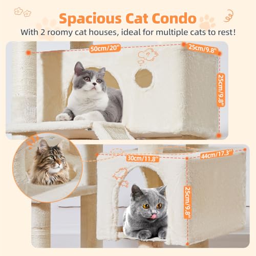 Cat Tree 71 in Extra Large Cat Tower for Inddor Cats (Beige / 71 Inches)