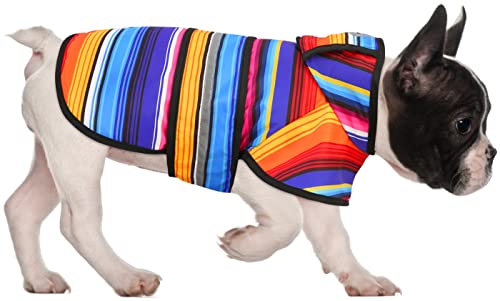 Dog Raincoat with Hood & Leash Hole S (Small / Baja Stripes)