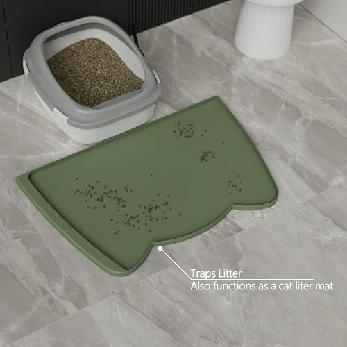 Large Dog Food Mat (24"L x 15"W / Camouflage Green)