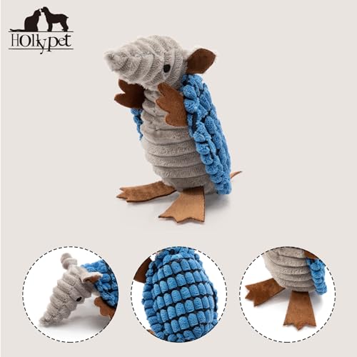 Armadillo Squeaky Puppy Dog Toys for Small Medium Dogs (6 IN / Blue)