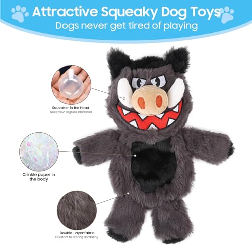 No Stuffing Dog Squeaky Toys Plush Chew Toys for Small Medium Large Dogs (5 Pack)