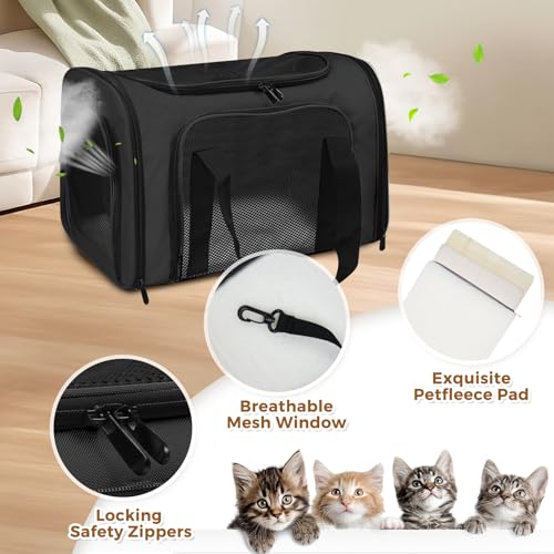 Cat Carrier Soft Up to 16 Lbs (17.0"L x 11.0"W x 11.0"H / Black)