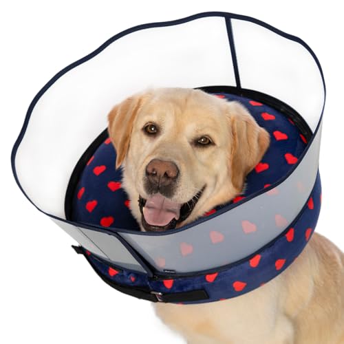 Inflatable Dog Cone Collar with Enhanced Anti (Large / Love)