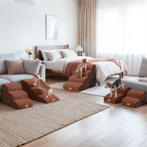 High Density Foam Dog Steps 4 Tiers (Brown / 28.5*15.7*20.5)