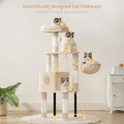 Cat Tree with Toy (49.2 inch / Beige)