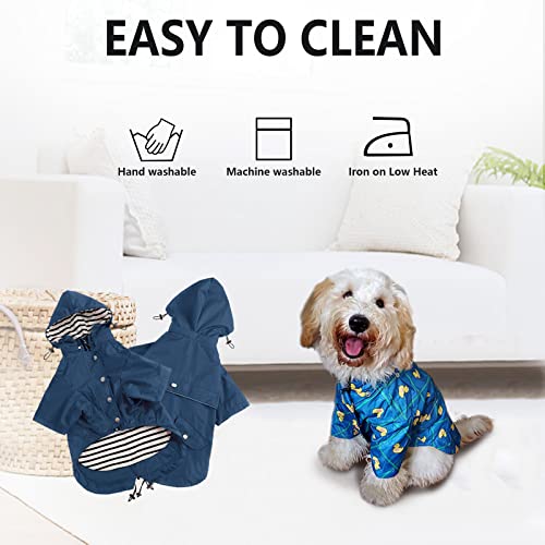 Dog Zip Up Raincoat with Reflective Buttons (Medium / Dark Blue)