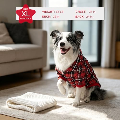Plaid Dog Hoodie (Large / Red)