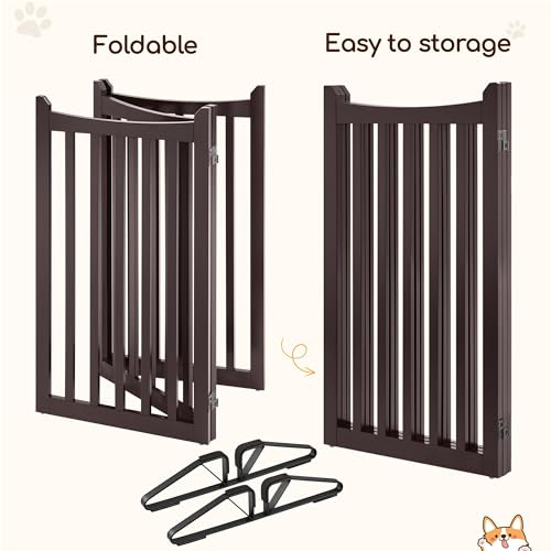 Freestanding Wooden Dog Gate (Espresso / 60" W x 36" H)
