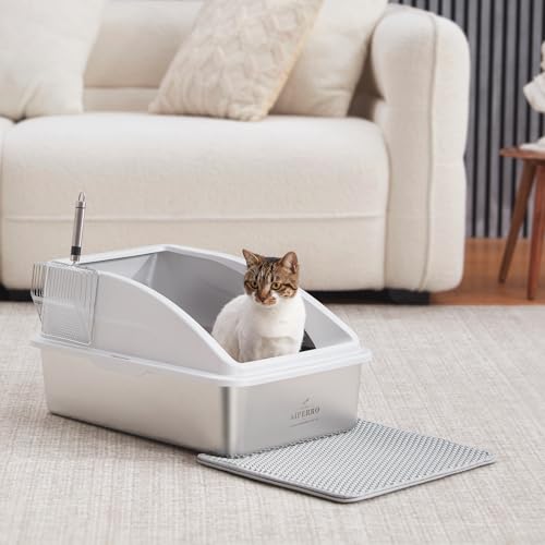 Stainless Steel Litter Box (Silver Grey / X-Large)