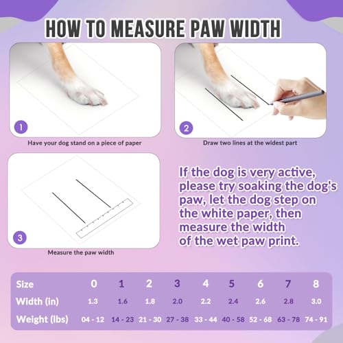 Dog Shoes for Large Small Medium Dogs (Purple / #8 (Width 3.0 inch) for 74-91 lbs)