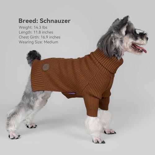 Dog Sweater Long Sleeve Warm Sweaters for Small Dogs Boy Girl Cats (Brown / Medium)