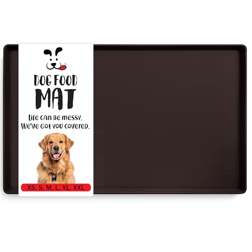 Dog Food Mat Waterproof Dog Bowl Mat for Food and Water (Large: 24" x 16" / Coffee)