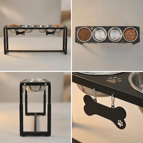 Metal Elevated Dog Bowls (8.8-14" | M/L Dogs | 4×58oz Bowls)