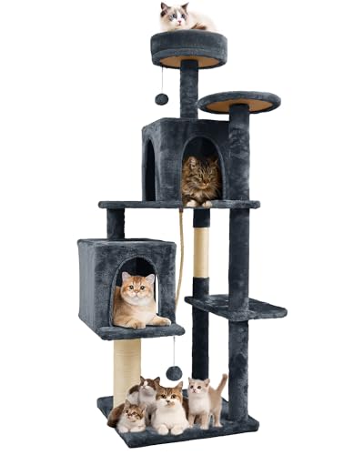 58.5inch Large Cat Tree Tower Condo for Indoor Cats (58.5in / Black Grey)