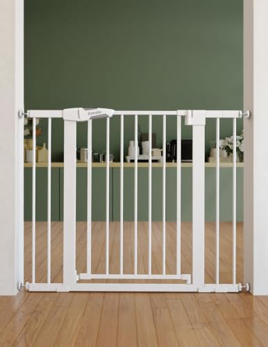 26 40" Pressure Mounted Baby Gate for Stairs (White / 30"Tall 26"-40" Wide)