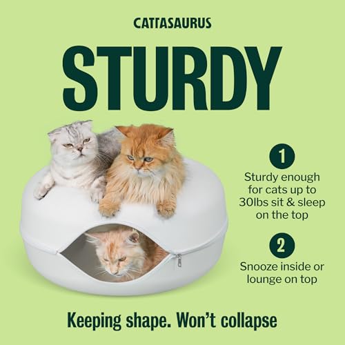 Peekaboo Cat Cave Donut for Multiple & Large Cats up to 30 (White / Large)