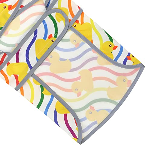 Dog Raincoat Waterproof Dog Rain Jacket with Hood (Rainbow Ducks / Small)