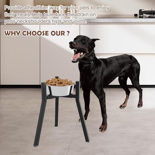 Raised Dog Bowl Stand (Black-FX / Height: 16.9", Width: 8.3-12.6")