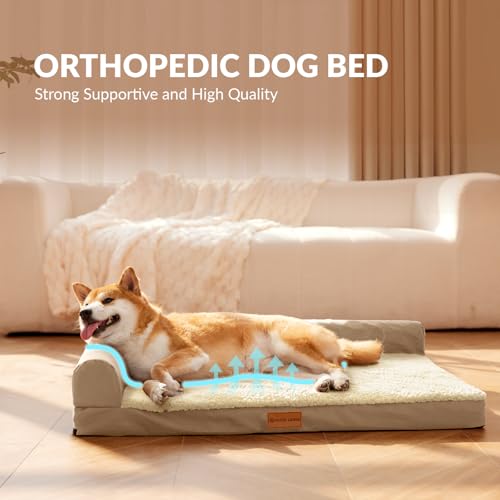 Orthopedic Large Dog Bed Washable Pet Sofa Bed 42''X28''Beige (Beige / 42"L x 28"W x 3.5"Th)