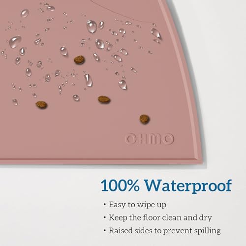 Cat Food Mat Silicone Pet Feeding Mat (18"L x 10"W / Rose)