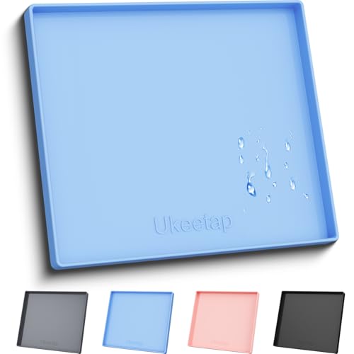 22" x 19" Extra Thick Silicone Mat Waterproof with Raised Edge (Blue / 22"L x 19"W)