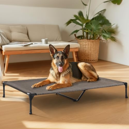 Outdoor Elevated Dog Bed Large Sized Dogs (49.0"L x 33.0"W x 9.0"Th / Brown)
