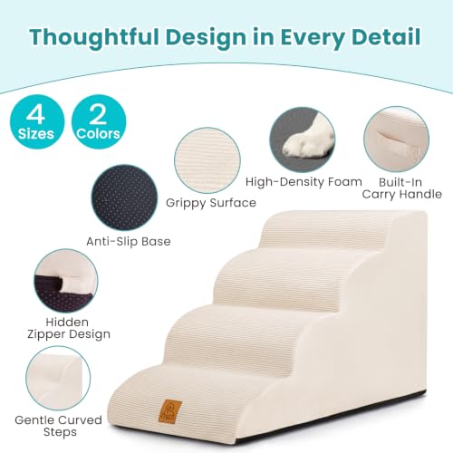 Dog Steps for Bed (Beige / 4-Step (H17.7))