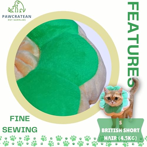 Adjustable Comfy Flower Style Elizabeth Collar for Cats Puppies Soft Recovery Cone Pet Protective Neck Collar (Green / Medium)