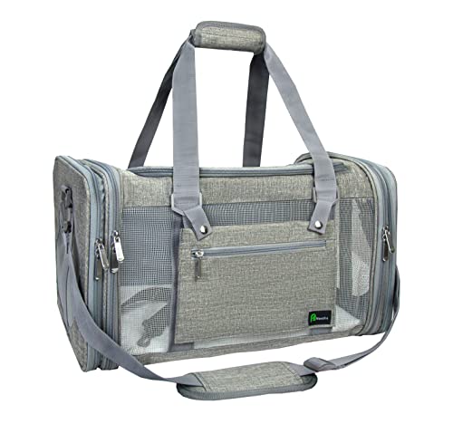 Soft Sided Pet Carrier for Cats Small Dogs of 15 Lbs Medium Grey (19.3"L x 11.3"W x 11.3"H / New-Grey)