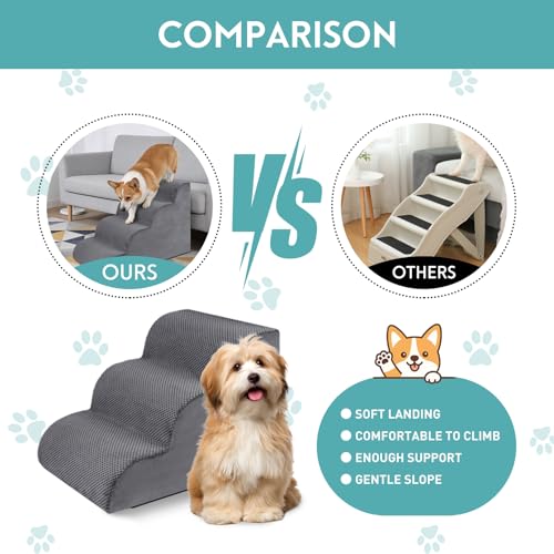 Dog Stairs for Small Dogs (Grey / 5-Step (H: 22.8IN))