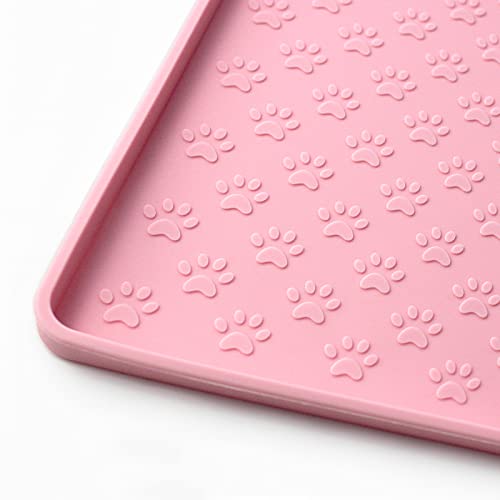 Silicone Pet Placemat for Dog and Cat (31.5"L x 23.6"W / Pink)