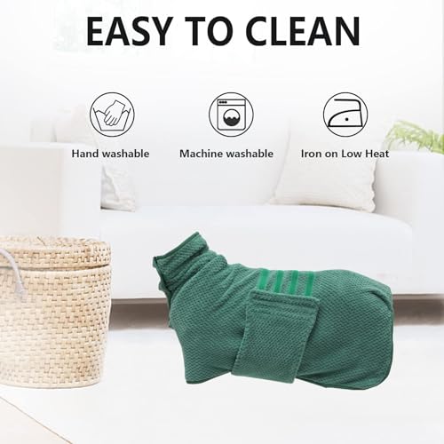 Pineapple Grid Fast Drying Super Absorbent Dog Cat Bath Robe Towel (X-Small / Green(Pineapple grid))