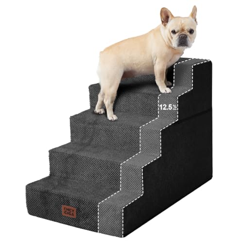 Dog Stairs for Bed 22.5" H (Black / Extra Wide 17.7" x 35" x 22.5")