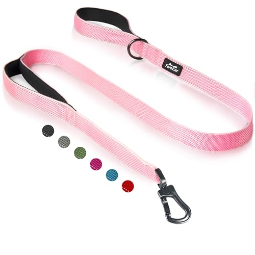 4FT 1IN Heavy Duty Dog Leash for Large Dogs with 2 Padded Handles (Pink / 1 in x 4 ft)