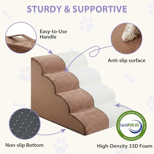 Dog Stairs for Bed (Fleece Brown)