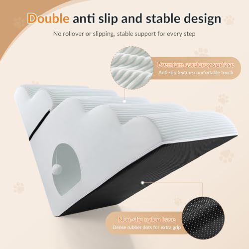 Dog Stairs for High Beds Up to 30" H with Tunnel (Beige / 5-Steps)