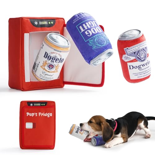 Squeaky Beer Dog Toys with a Fridge (Beer)