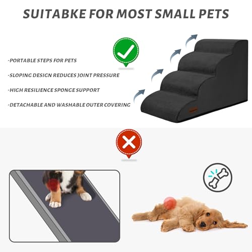 Dog Steps for Bed or Couch (Black / Standard 4-Step 17.4"H)