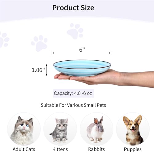 6 Inch Ceramic Cat Bowls (6 Inch, Set of 6 / Gradient Blue)