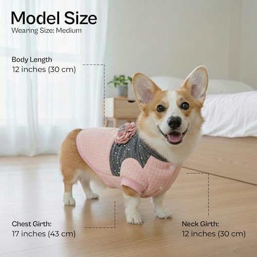 Christmas Dog Jacket (Medium / Fancy Flower Quilted Jacket Pink)
