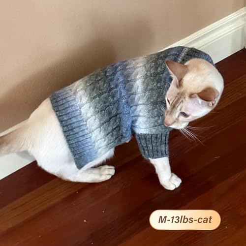 Color Block Dog Sweater for Small Dogs Turtleneck Thermal Knit (Medium (12-19lbs) / 07# Blue)