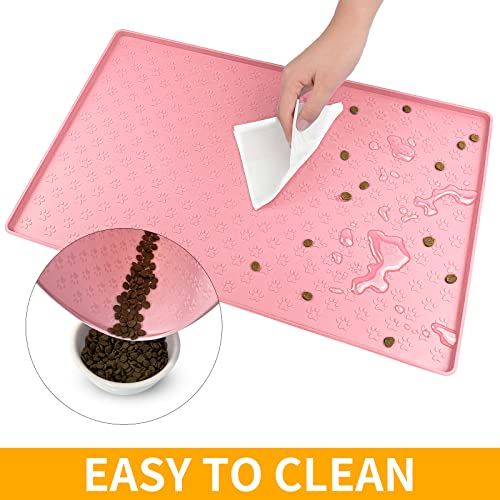 Pet Placemat for Dog and Cat (24.5"L x 16.5"W / Pink)