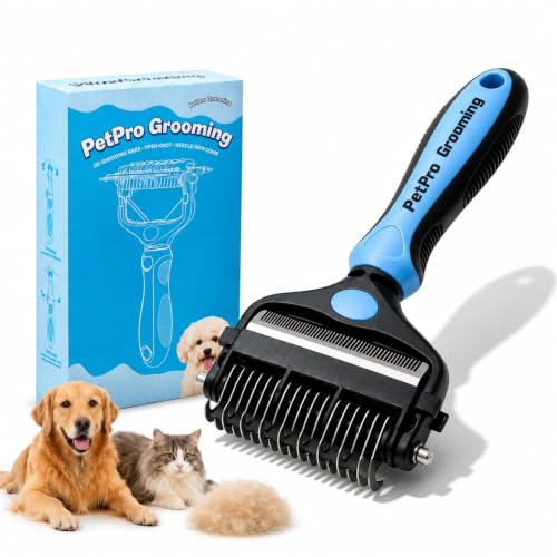 3-in-1 Grooming Brush: Skin-Safe Dematting Rake for Dogs & Cats
