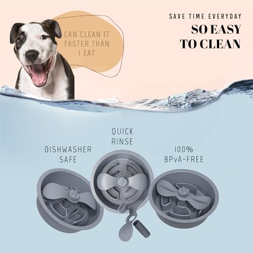 Slow Feeder Dog Bowls for Medium Breed (Petal Feeder Grey / 1.5 Cup - Fit 6.4-6.7'' Feeder Holes)