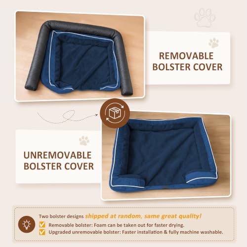 Waterproof Orthopedic Dog Beds for Extra Large Dog (45.0"L x 35.0"W x 8.5"Th / Navy Blue)