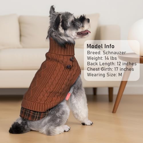 Dog Sweater for Small Dogs Turtleneck Thick Knit Pullover (Small (4-7lbs) / 9# Brown)