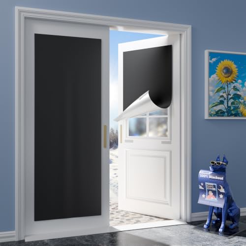 Blackout Curtains Door Shades (Black / 23"W x 84"H)